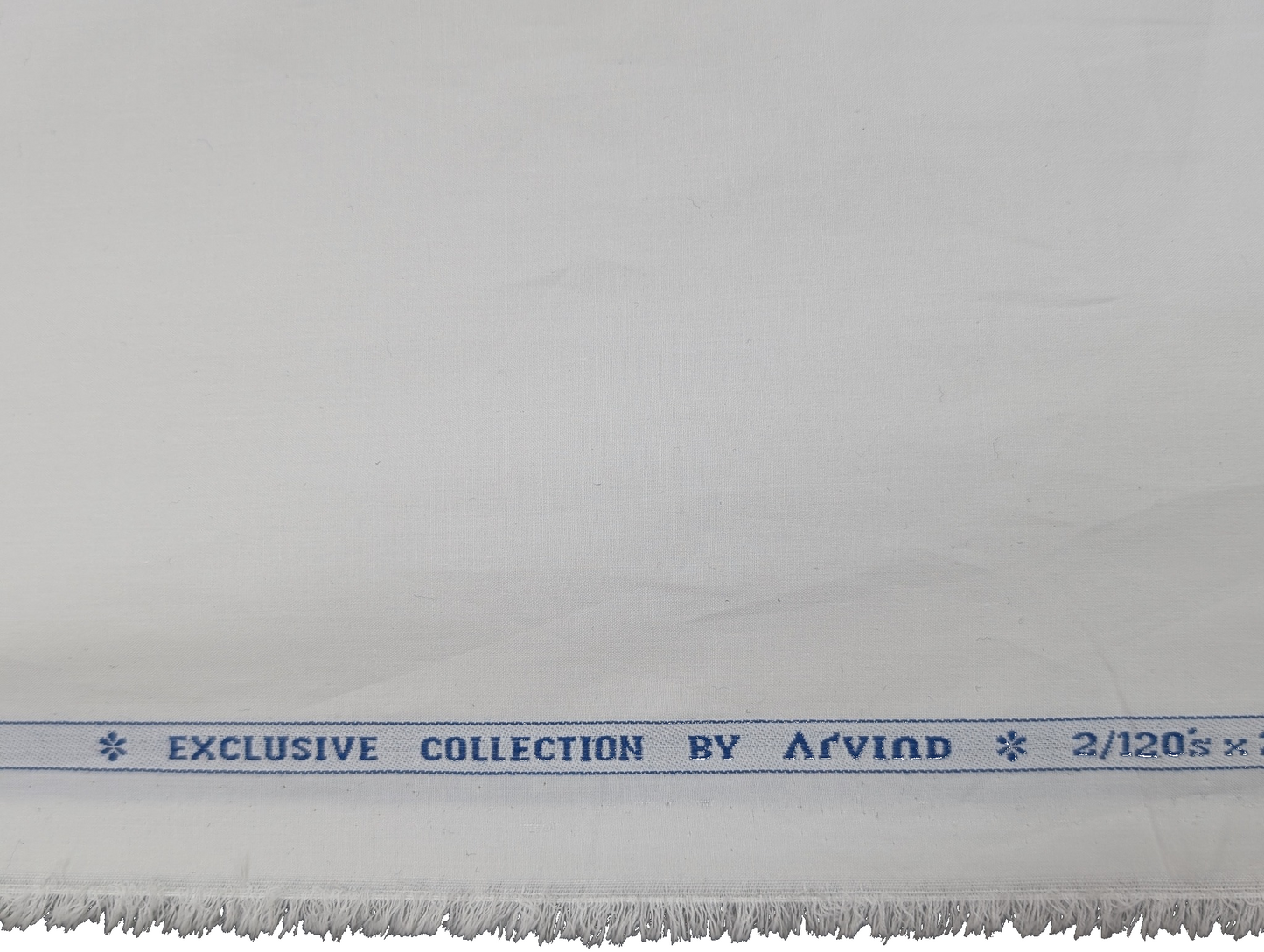 Arvind Exclusive Collection – 2/120s Premium Cotton Shirting Fabric (White)