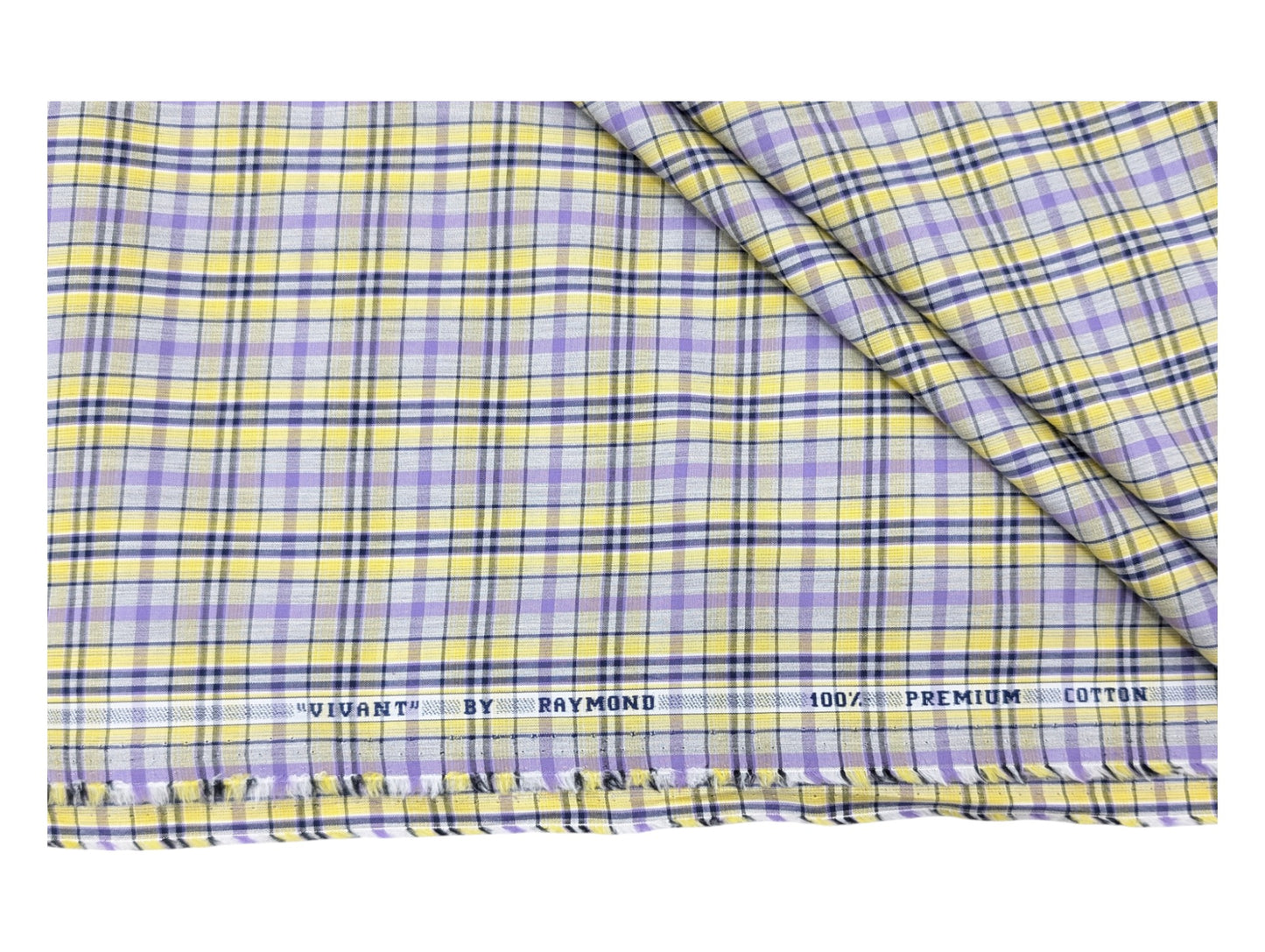 Raymond Vivant 100% Cotton Shirting Fabric (Yellow & Lilac Checks )