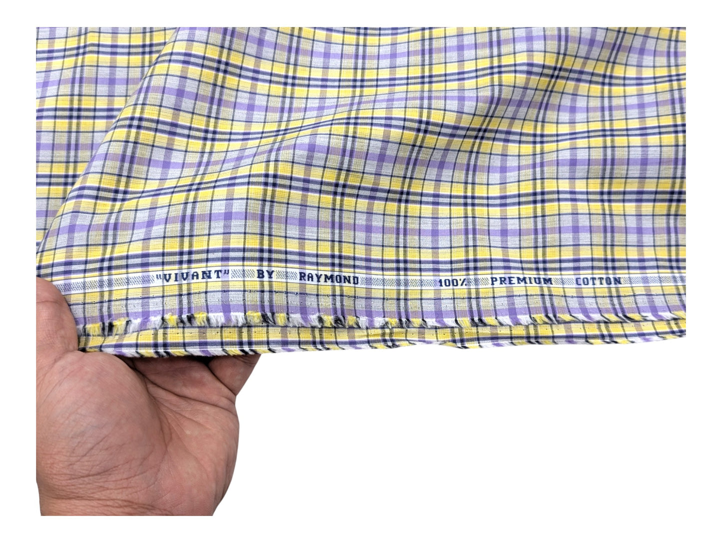 Raymond Vivant 100% Cotton Shirting Fabric (Yellow & Lilac Checks )
