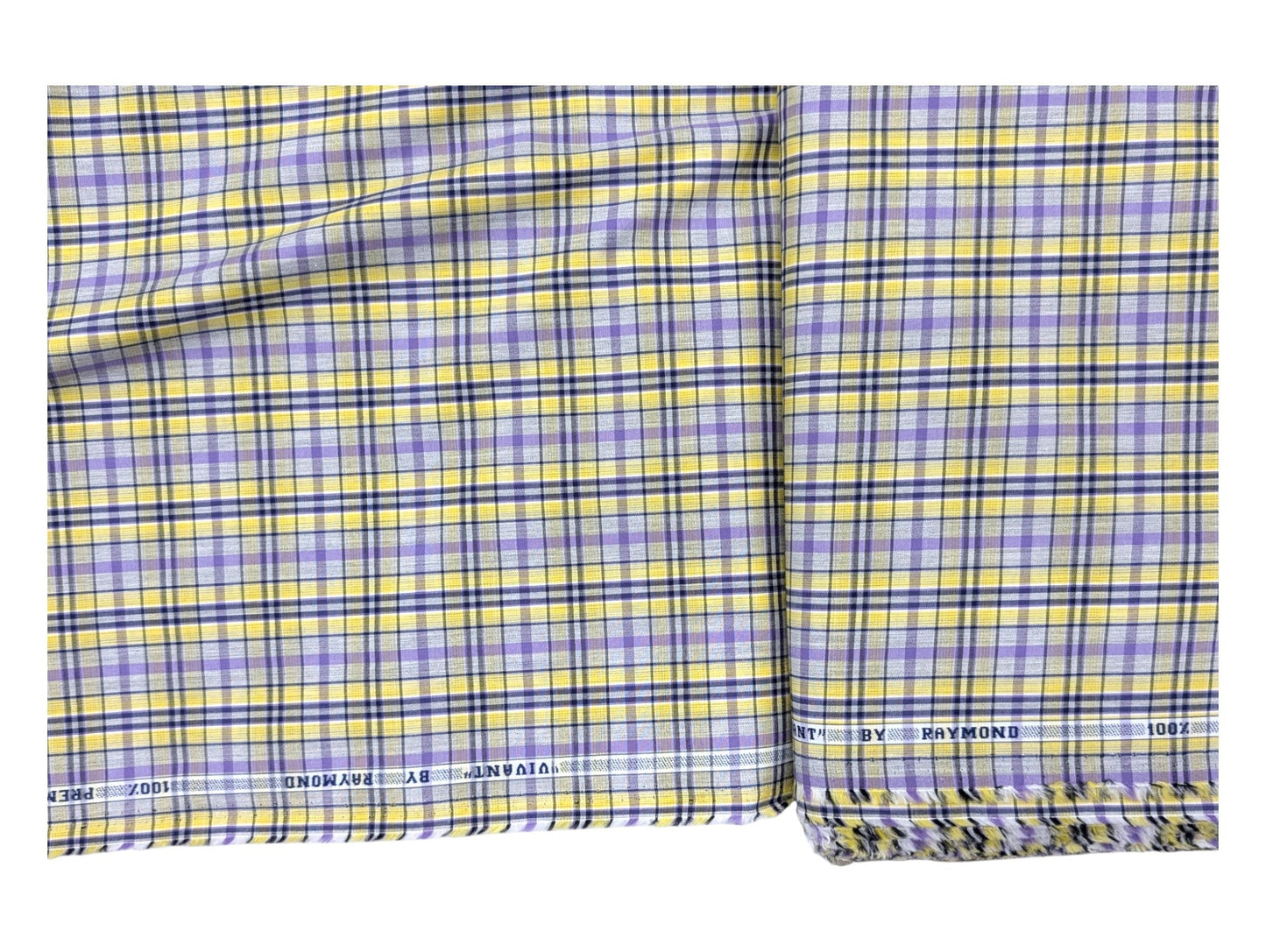 Raymond Vivant 100% Cotton Shirting Fabric (Yellow & Lilac Checks )