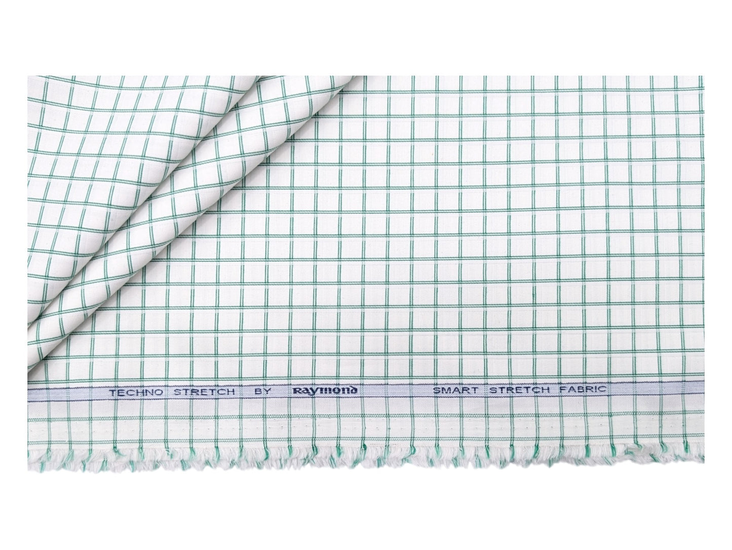 Raymond Techno Stretch Shirting Fabric (Green Checks Smart Stretch)