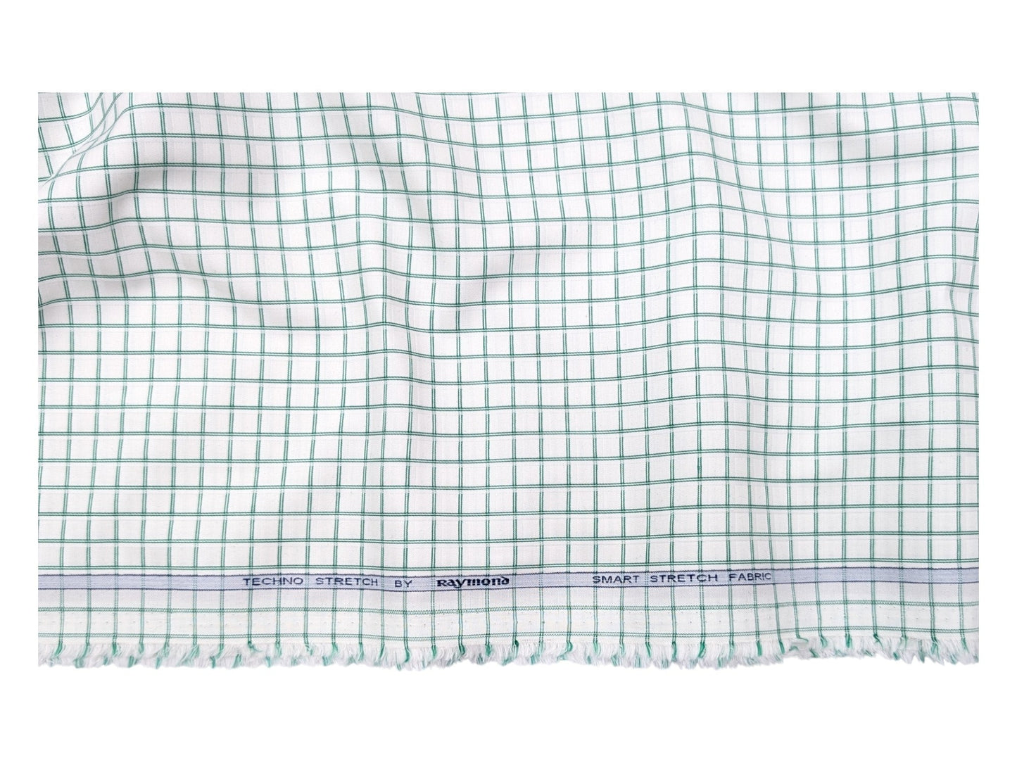 Raymond Techno Stretch Shirting Fabric (Green Checks Smart Stretch)