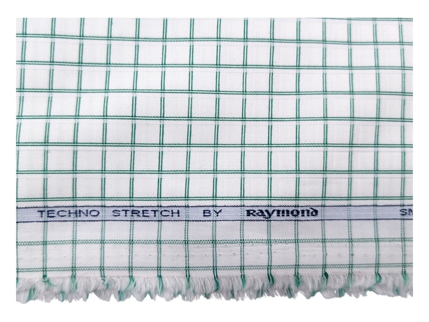Raymond Techno Stretch Shirting Fabric (Green Checks Smart Stretch)