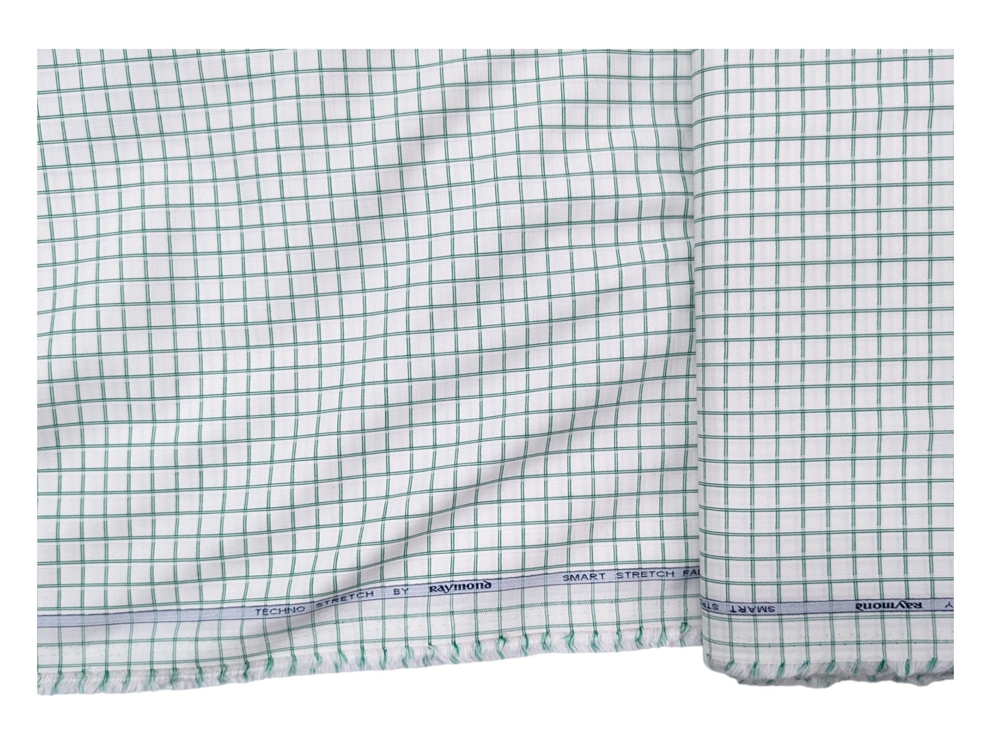 Raymond Techno Stretch Shirting Fabric (Green Checks Smart Stretch)