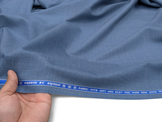 Raymond Super 70's Wool Blended Unstitched Suiting Fabric (Blue)