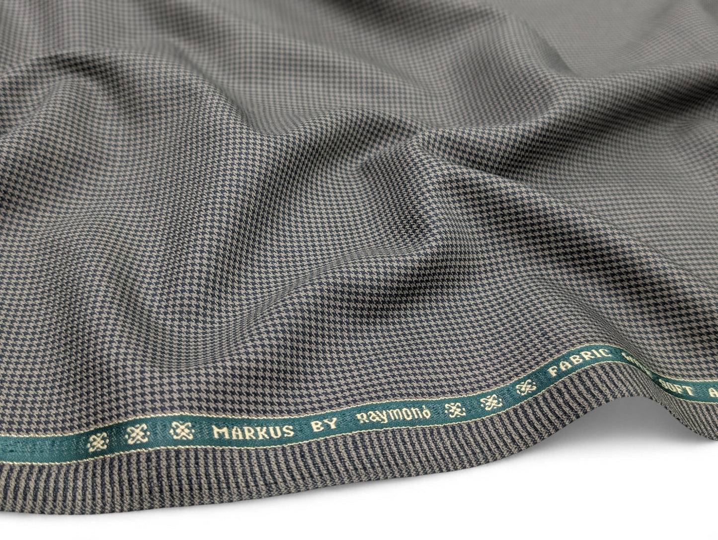 Raymond Super 70's Wool Blended Patterned Unstitched Suiting Fabric (Greyish Green)