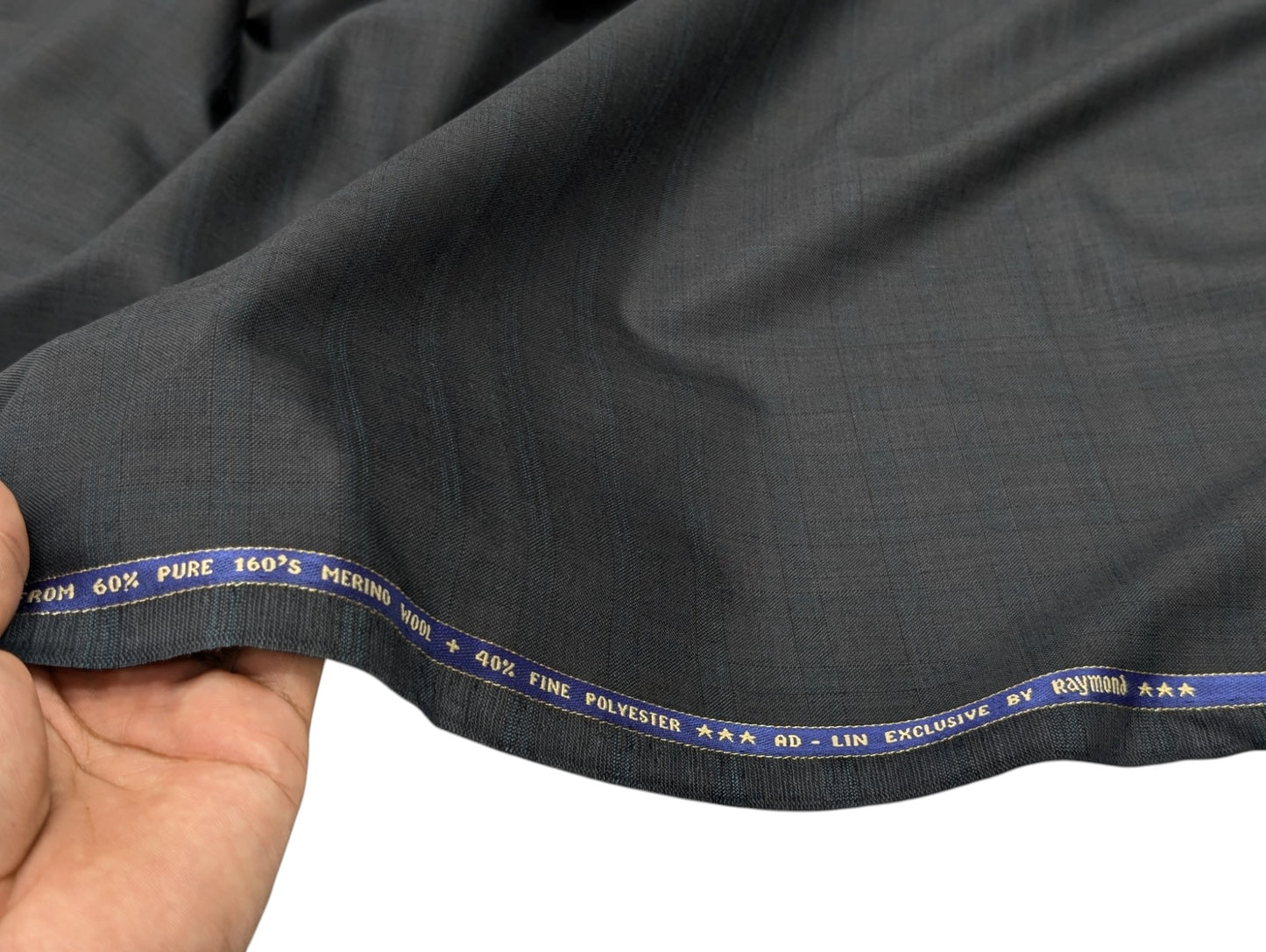 Raymond Cartino 160s Merino Wool Blend Unstitched Suiting Fabric (Charcoal Gray, Self Checks)