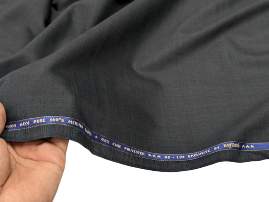 Raymond 160s Merino Wool Blend Unstitched Suiting Fabric (Charcoal Gray, Self Checks)