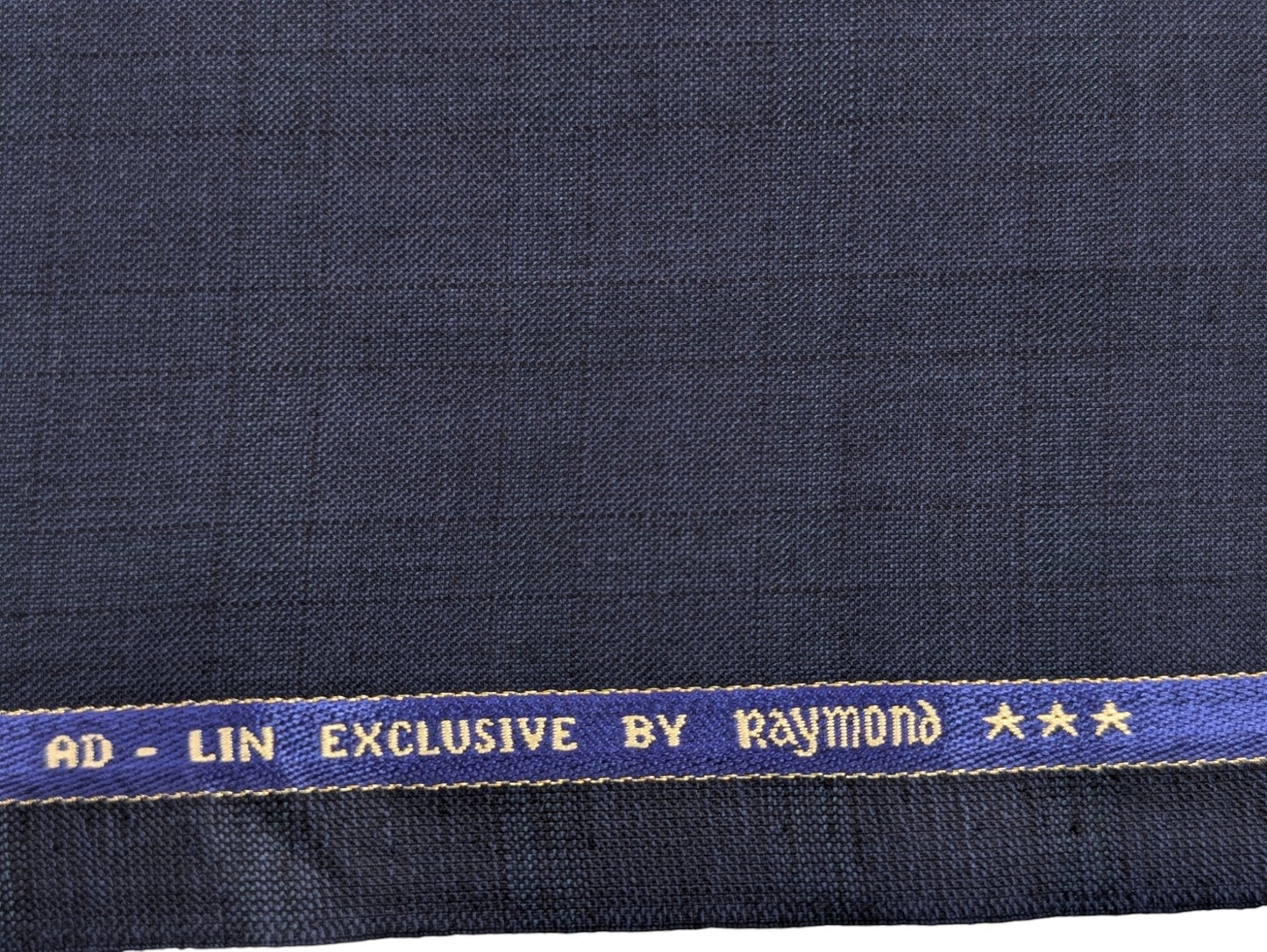 Raymond 160s Merino Wool Blend Unstitched Suiting Fabric (Navy Blue, Self Checks)