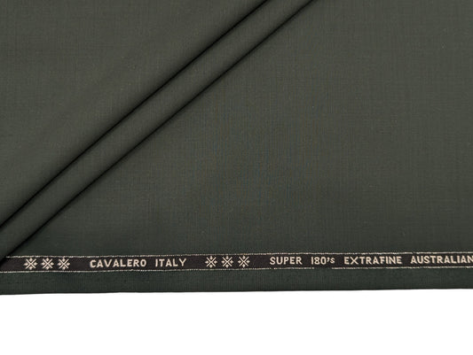 Cavalero Italy 95% Wool Super 180’s Extrafine Australian Merino Wool Unstitched Suiting Fabric (Rich Bottle Green)