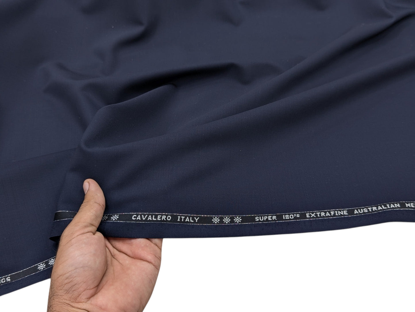 Cavalero Italy 95% Wool Super 180’s Extrafine Australian Merino Wool Unstitched Suiting Fabric (Rich Navy Blue)