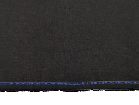 100% European Linen Suiting Fabric - 25 Lea (Black)