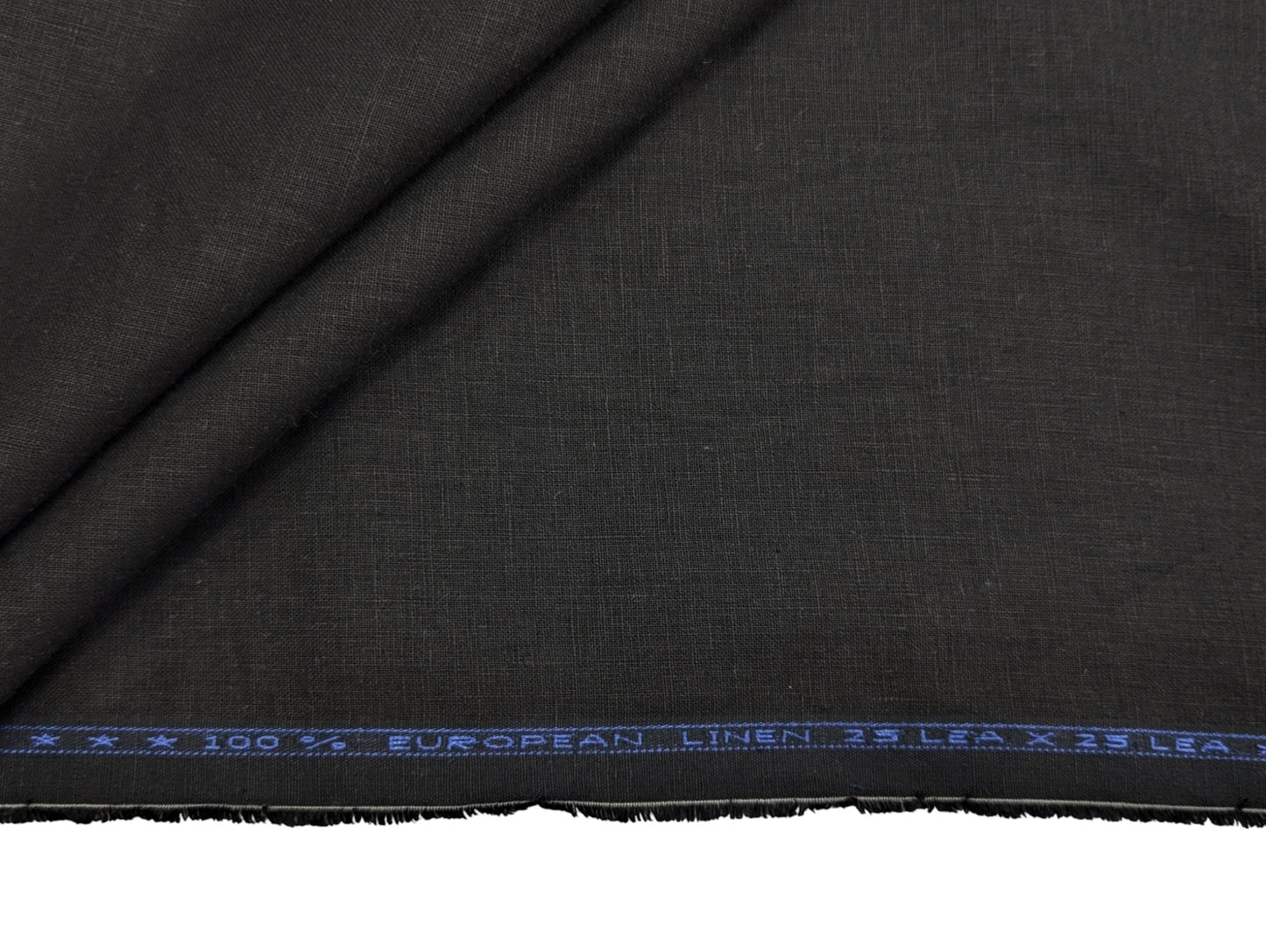 100% European Linen Suiting Fabric - 25 Lea (Black)