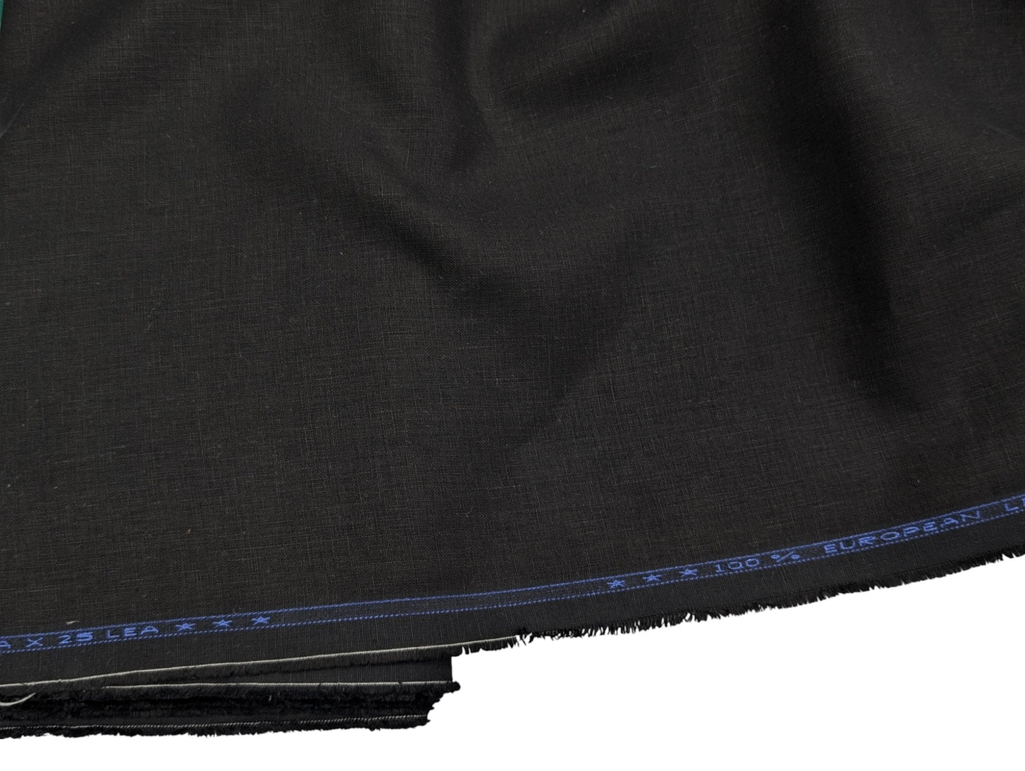 100% European Linen Suiting Fabric - 25 Lea (Black)