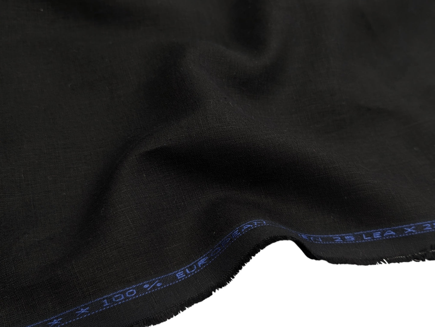 100% European Linen Suiting Fabric - 25 Lea (Black)