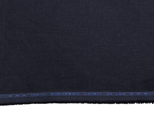 100% European Linen Suiting Fabric - 25 Lea (Navy Blue)