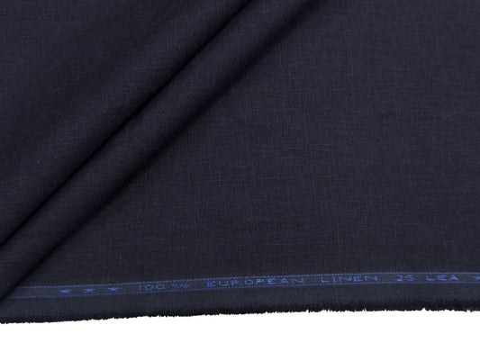 100% European Linen Suiting Fabric - 25 Lea (Navy Blue)