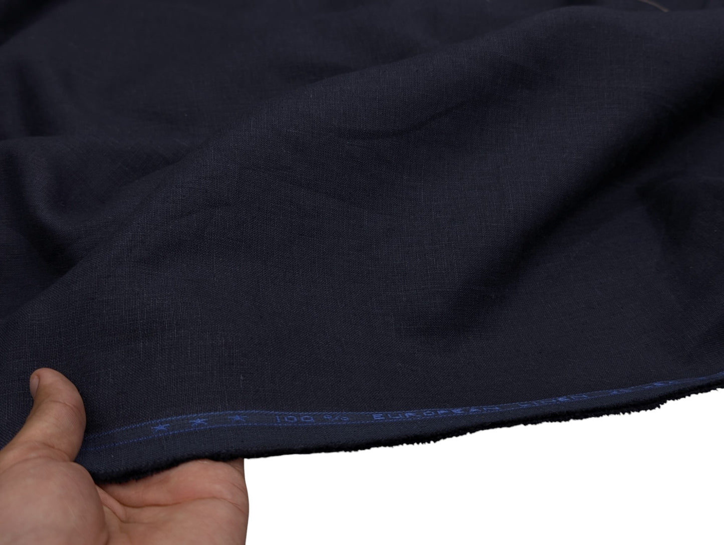 100% European Linen Suiting Fabric - 25 Lea (Navy Blue)