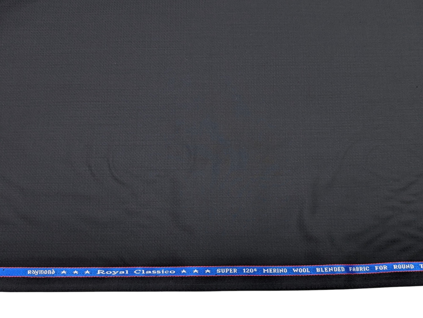 Raymond Royal Classico Super 120's Merino Wool Premium Unstitched Suiting Fabric (Pure Black Dobby)