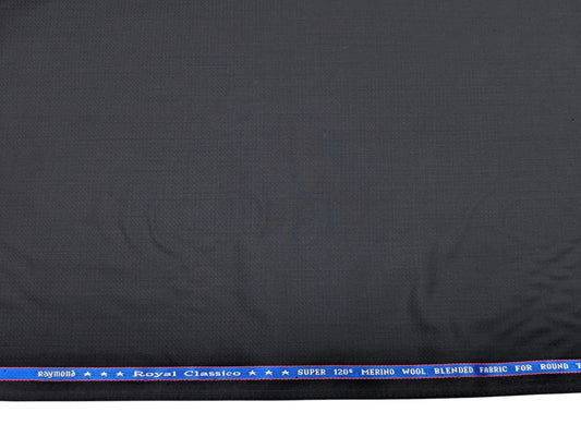 Raymond Royal Classico Super 120's Merino Wool Premium Unstitched Suiting Fabric (Pure Black Dobby)