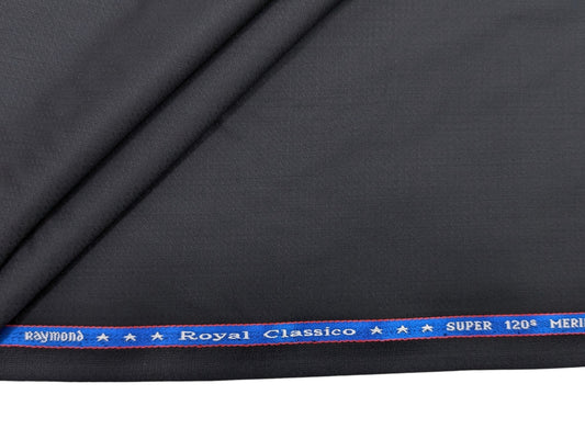 Raymond Royal Classico Super 120's Merino Wool Premium Unstitched Suiting Fabric (Pure Black Dobby)
