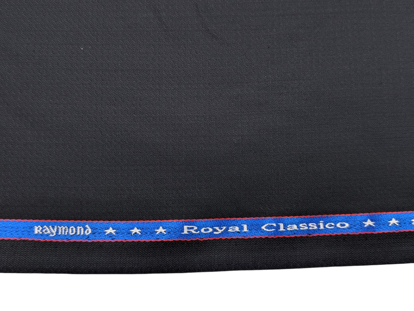 Raymond Royal Classico Super 120's Merino Wool Premium Unstitched Suiting Fabric (Pure Black Dobby)