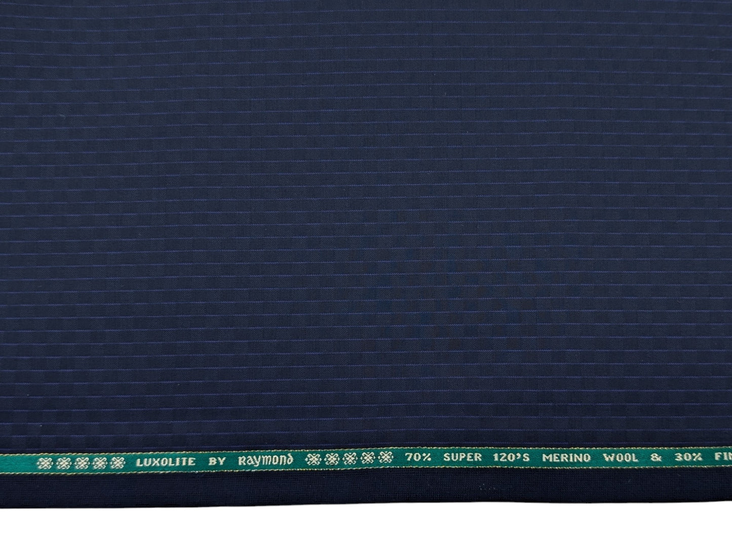 Raymond Luxolite Super 120's Merino Wool Blend Premium Unstitched Suiting Fabric (Patterned Blue)
