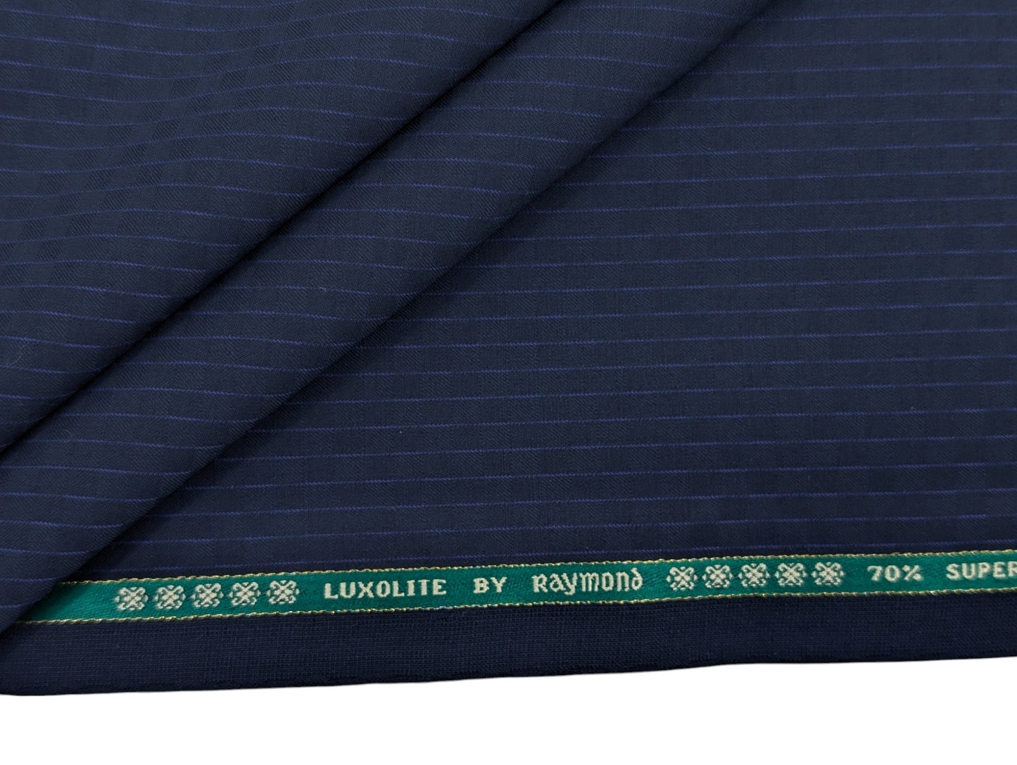Raymond Luxolite Super 120's Merino Wool Blend Premium Unstitched Suiting Fabric (Patterned Blue)