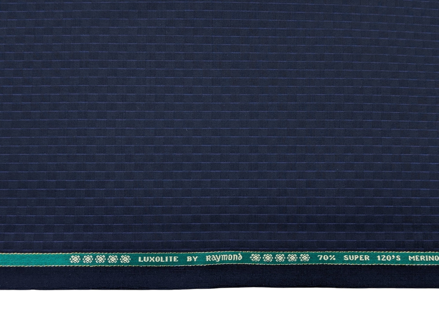 Raymond Luxolite Super 120's Merino Wool Blend Premium Unstitched Suiting Fabric (Patterned Blue)
