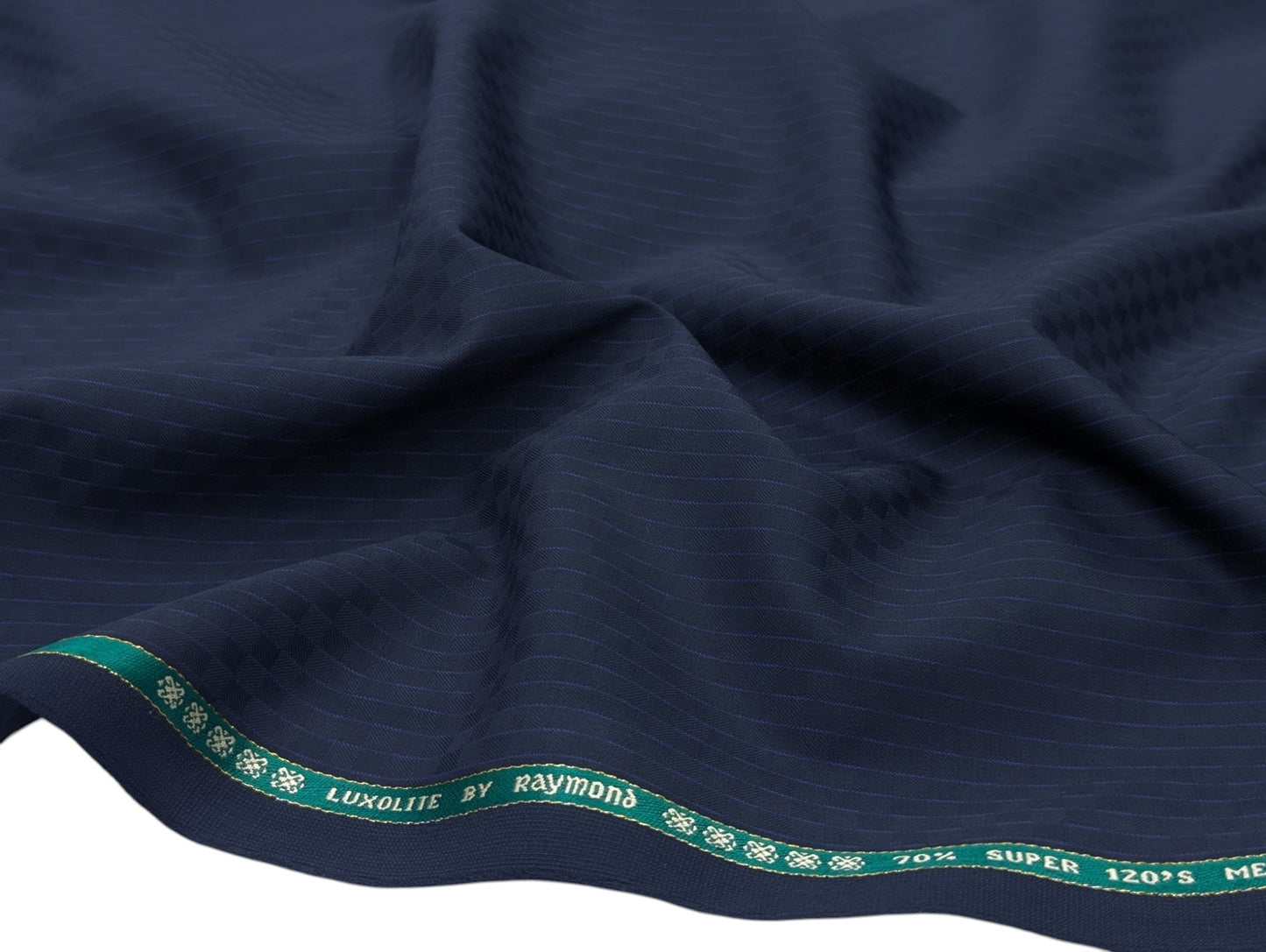Raymond Luxolite Super 120's Merino Wool Blend Premium Unstitched Suiting Fabric (Patterned Blue)