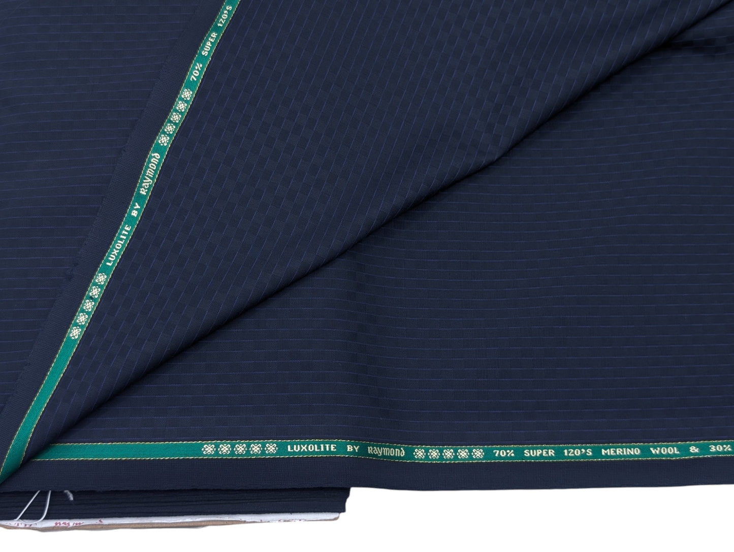 Raymond Luxolite Super 120's Merino Wool Blend Premium Unstitched Suiting Fabric (Patterned Blue)