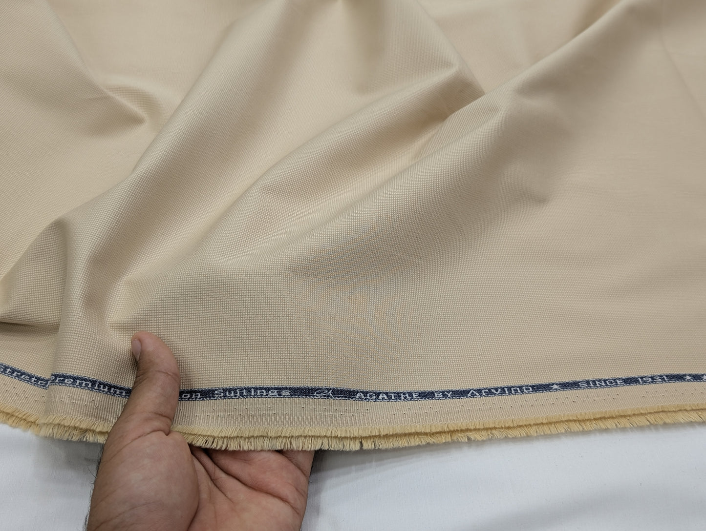 Arvind 100% Cotton Textured Suiting Fabric (Beige Cream)