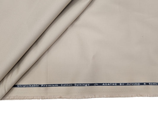 Arvind 100% Cotton Textured Suiting Fabric (Soft Beige)