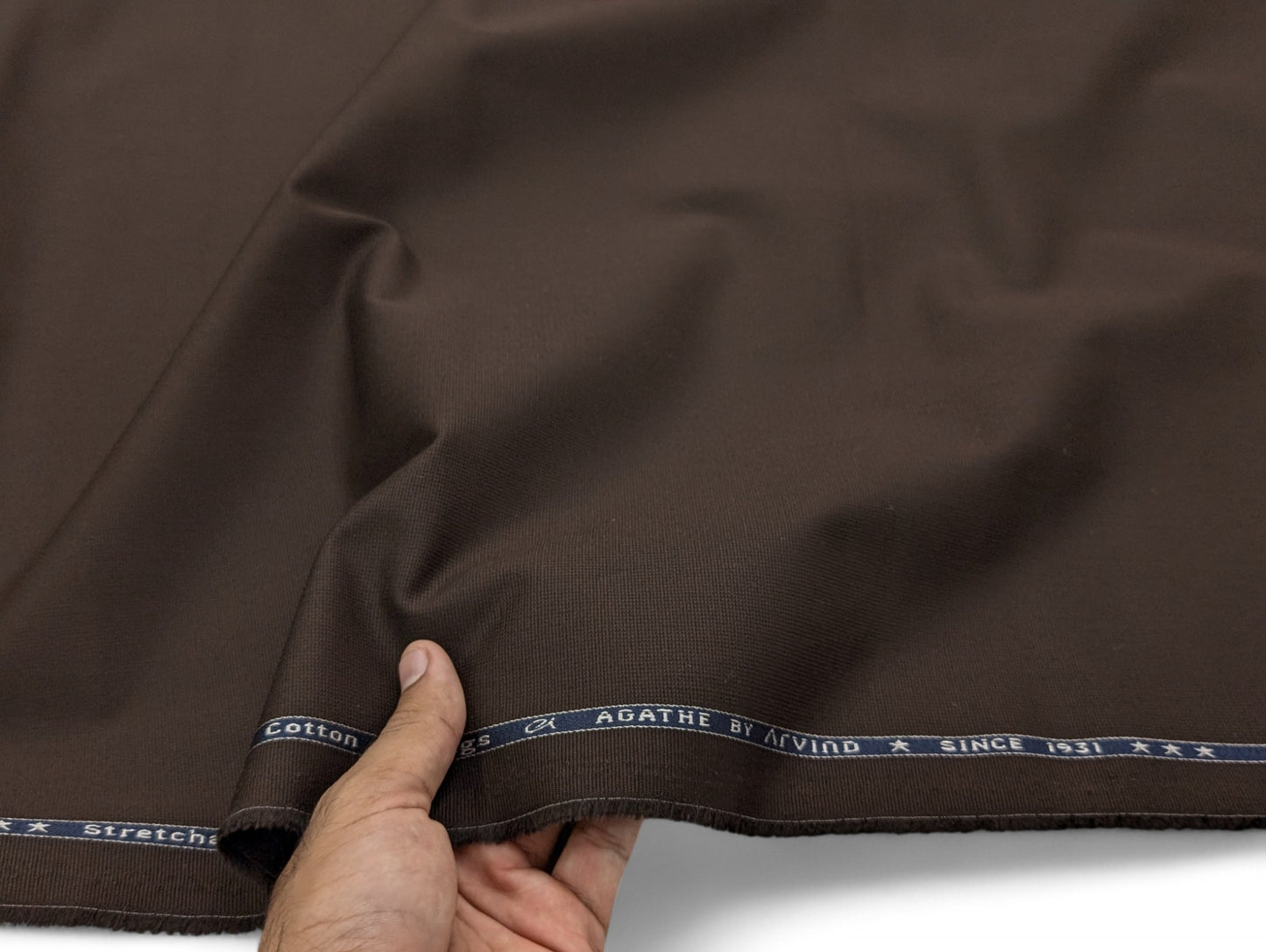 Arvind 100% Cotton Textured Suiting Fabric (Dark Brown)