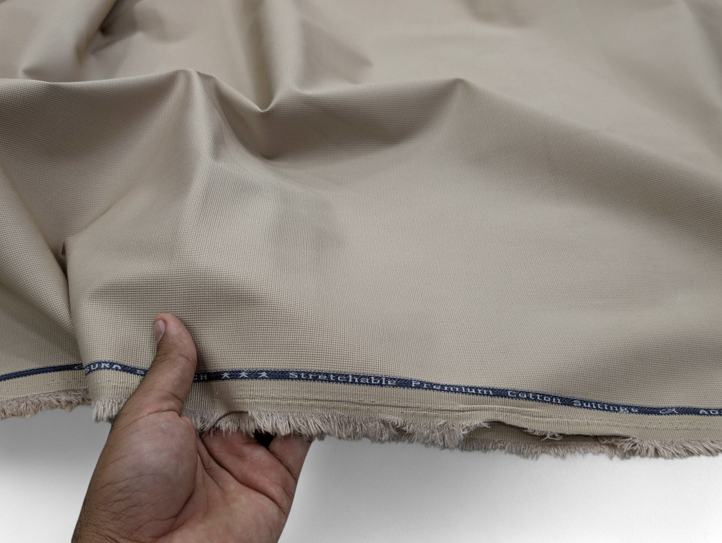 Arvind 100% Cotton Textured Suiting Fabric (Beige)