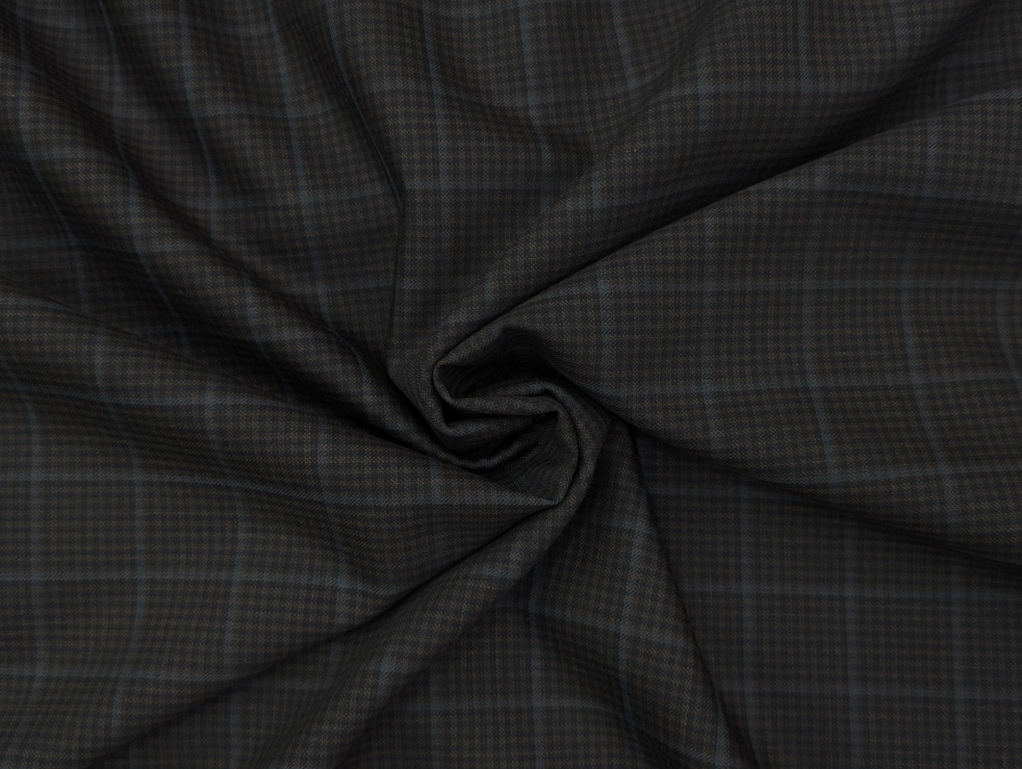 Raymond Expressions Merino Wool Blend Suiting Fabric (Dark Brown with Blue Checks)