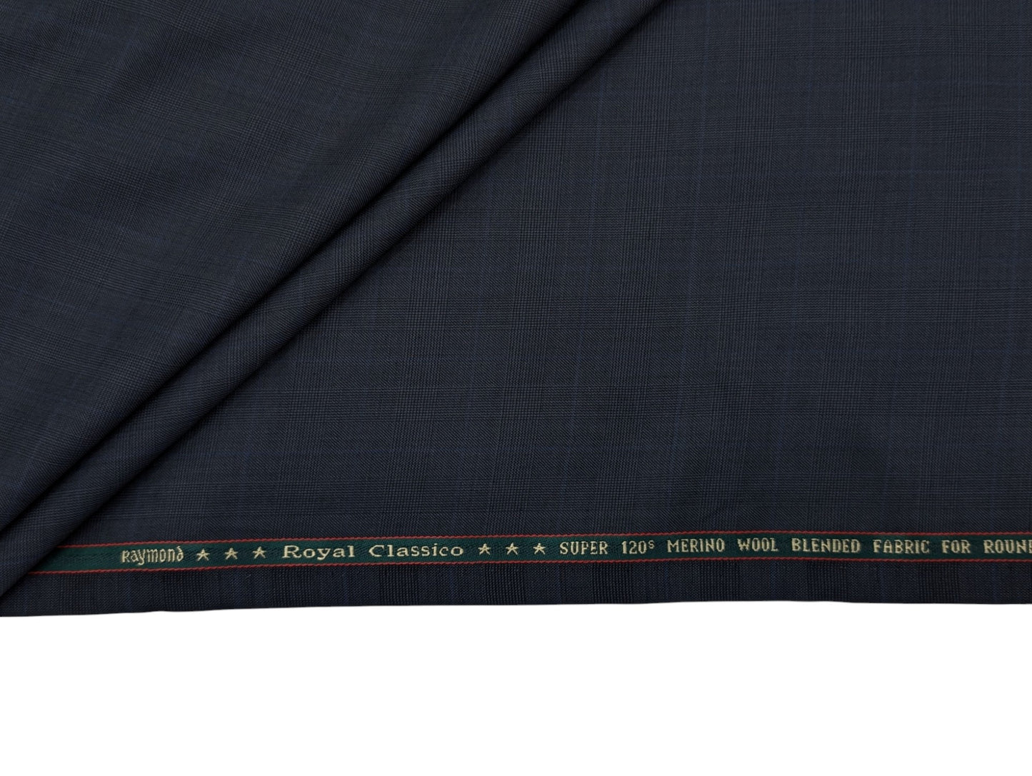 Raymond Royal Classico Super 120’s Merino Wool Blend Suiting Fabric – (Midnight Grey, Checks)