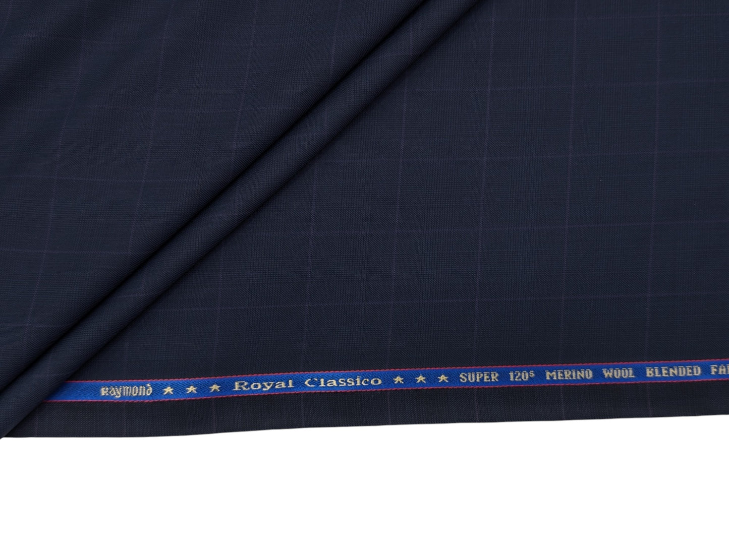 Raymond Royal Classico Super 120’s Merino Wool Blend Suiting Fabric – (Midnight Blue , Checks)