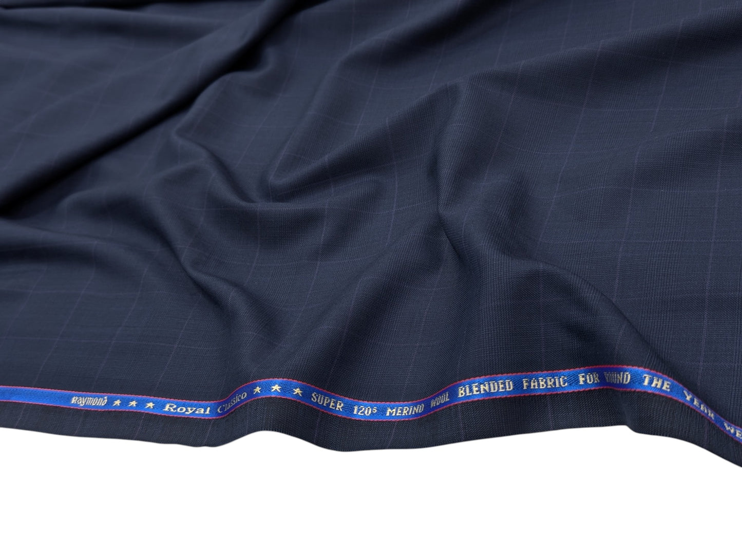 Raymond Royal Classico Super 120’s Merino Wool Blend Suiting Fabric – (Midnight Blue , Checks)