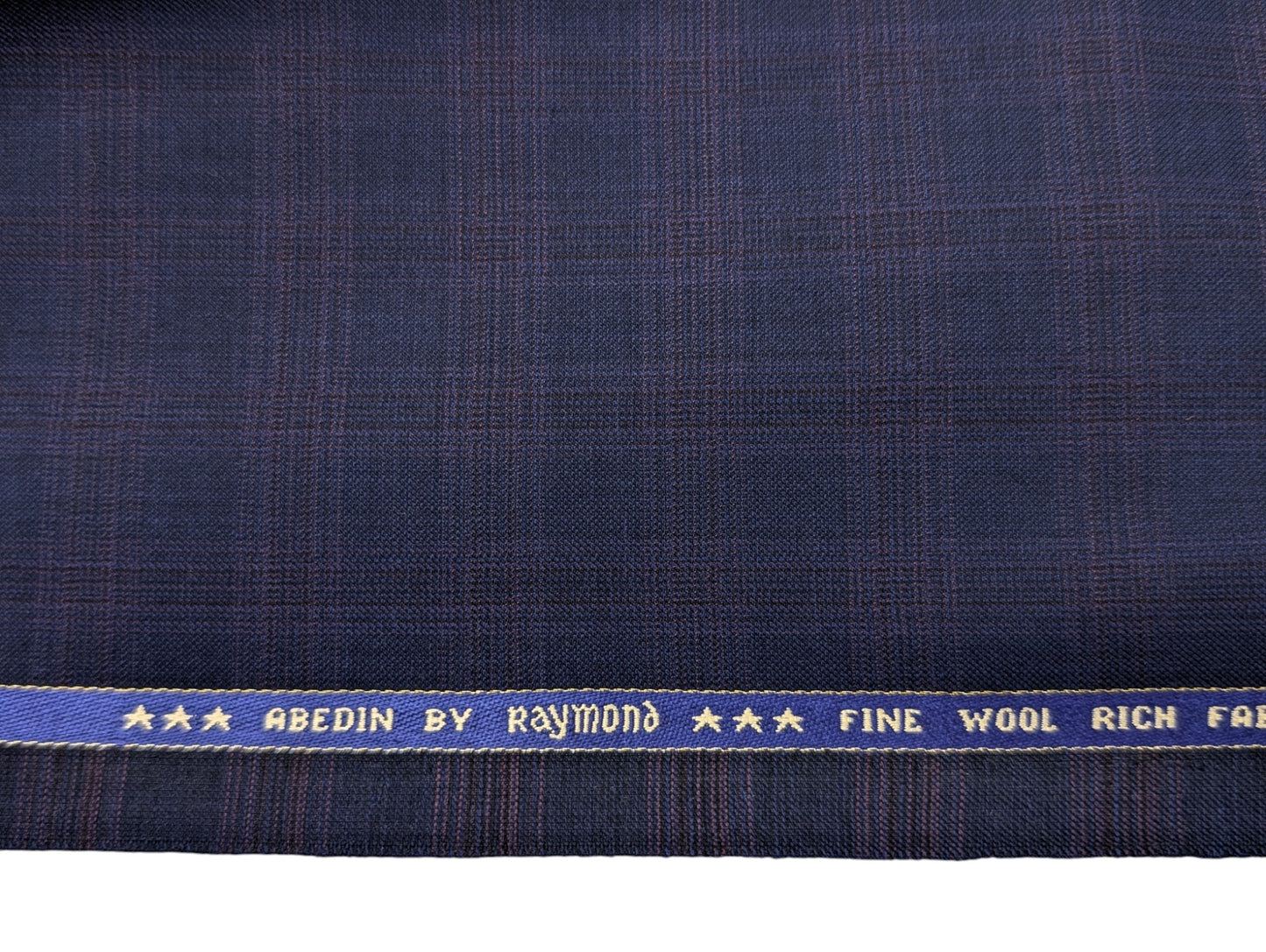 Raymond Abedin Super 120’s Fine Wool Rich Suiting Fabric (Navy with Red Checks)