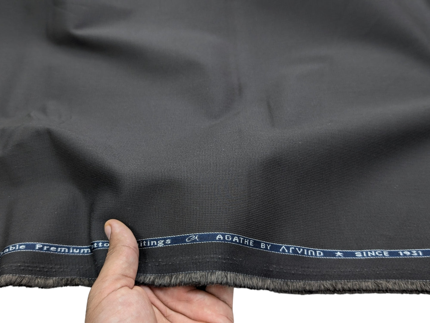 Arvind 100% Cotton Textured Suiting Fabric (Charcoal Gray)