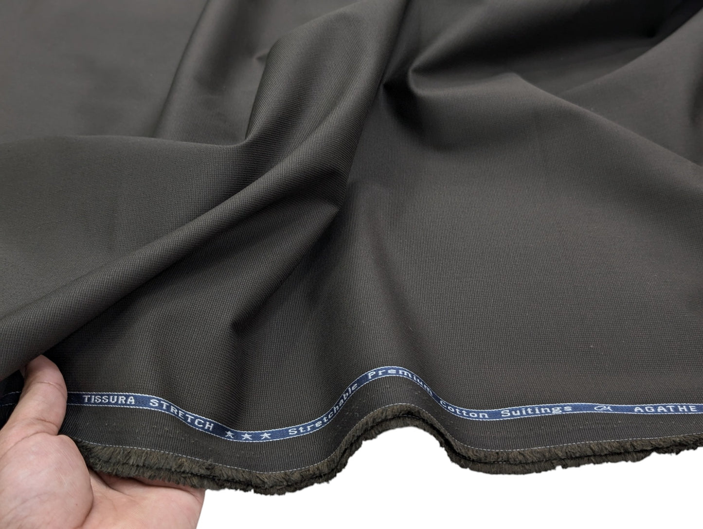 Arvind 100% Cotton Stretched Textured Suiting Fabric (Deep Olive Green)