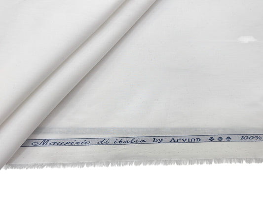 Arvind 100% Premium Cotton Shirting Fabric (White)