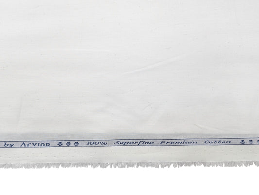 Arvind 100% Premium Cotton Shirting Fabric (White)