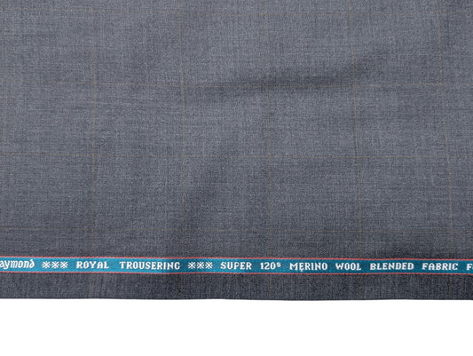 Raymond Royal Trousering Super 120's Unstitched Suiting Fabric - (Checkered Grey)