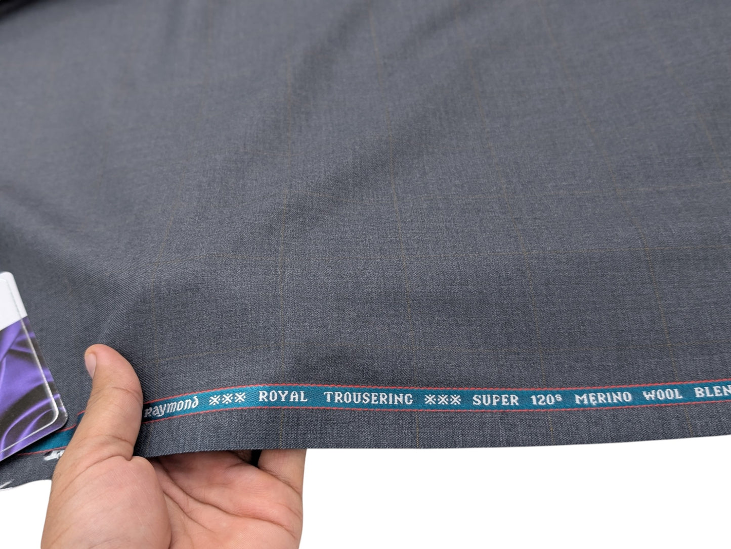 Raymond Royal Trousering Super 120's Unstitched Suiting Fabric - (Checkered Grey)