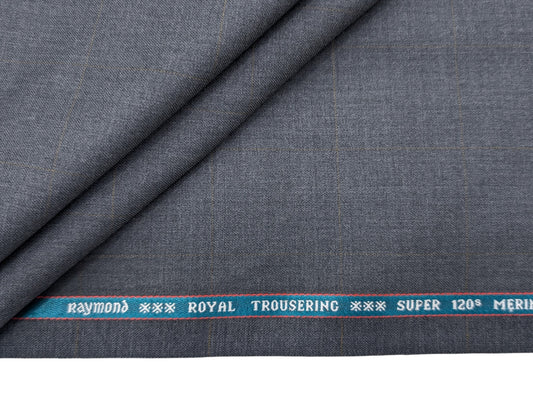 Raymond Royal Trousering Super 120's Unstitched Suiting Fabric - (Checkered Grey)
