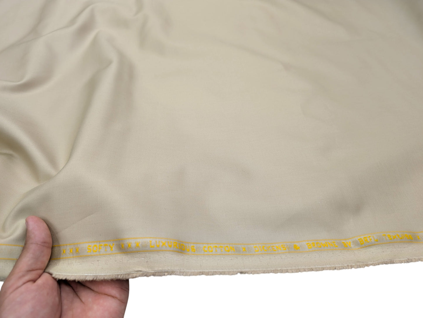 Dickens And Browne 100% Cotton Unstitched Suiting Fabric (Light Beige)