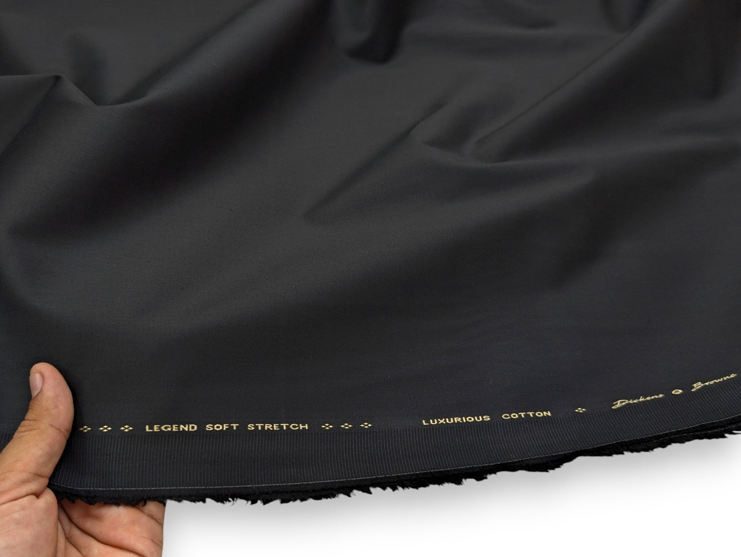 Dickens And Browne 100% Cotton Unstitched Suiting Fabric (Black)