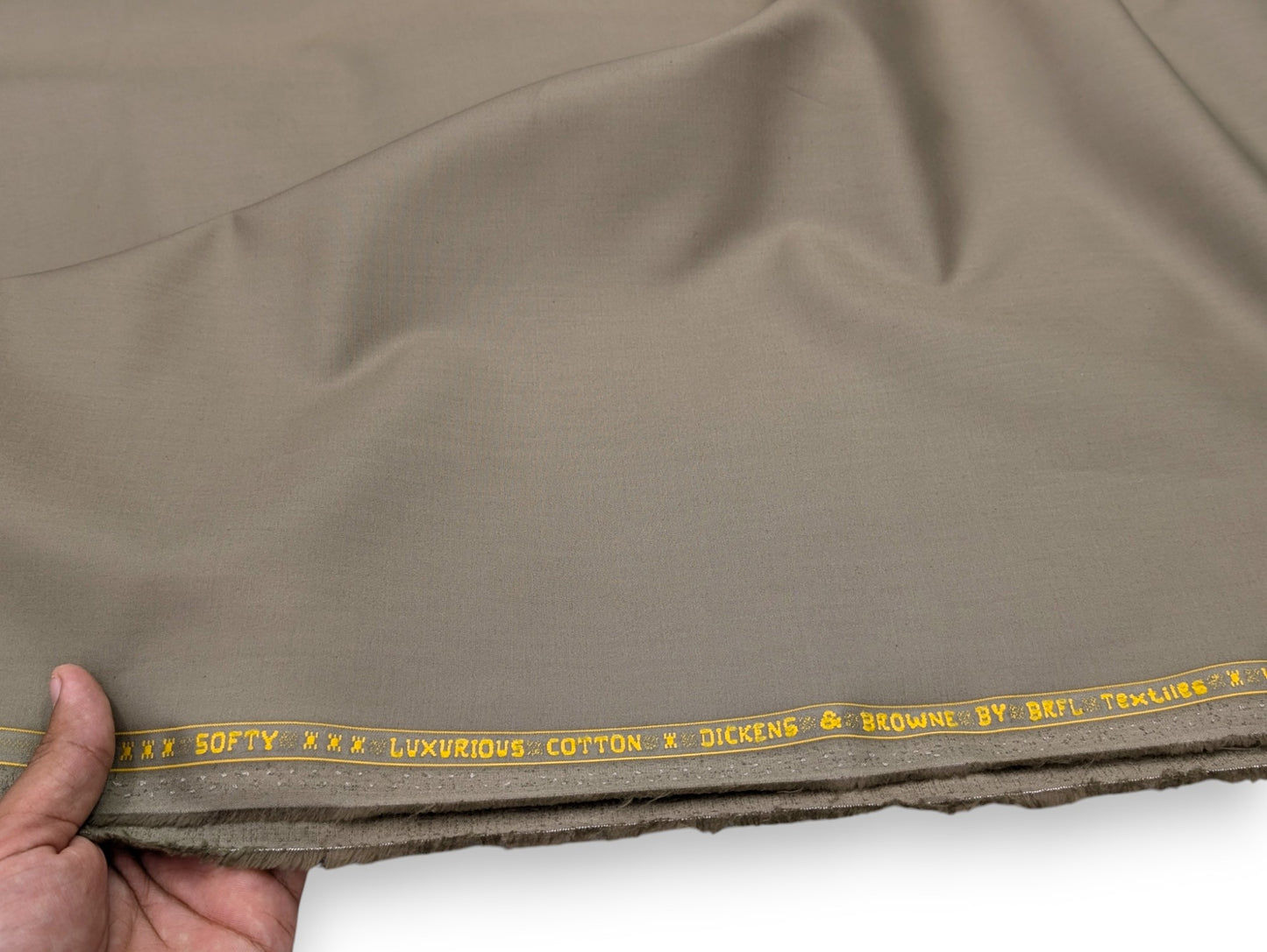 Dickens And Browne 100% Cotton Unstitched Suiting Fabric (Beige)
